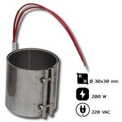 Ø30x30mm. 200W 220VAC สายยาว 300  ฮีตเตอร์รัดท่อสแตนเลส (BAND HEATER) SANGI