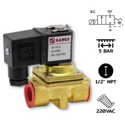 EK15(1/2")-2-AC220V / แบบ Diaphragm 2/2 way NC,NBR Seal,For Water, Air,Gas Li
