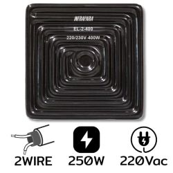 EL-2-16CM 250W 220V ฮีตเตอร์อินฟราเรด 2 Wire Black