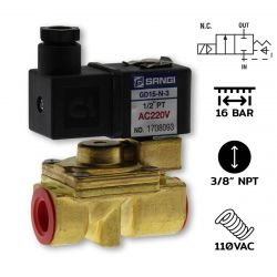GD10(3/8")-N-3-AC110V / แบบ Diaphragm 2/2 way NC,NBR Seal,For Water,Air,LPG,L