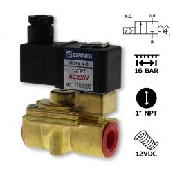 GD25(1")-N-3-DC12V / แบบ Diaphragm 2/2 way NC,NBR Seal