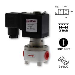 PH10(3/8")-2-5-DC24V / แบบ Diaphragm 2/2 way NC, Stick PTFE on the Rubber Dia