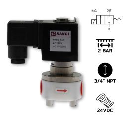 PH20(3/4")-1-6-DC24V / แบบ Diaphragm 2/2 way NC, Stick PTFE on the Rubber Dia