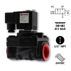 PK15-N-5-DC 24V / แบบ Diaphragm 2/2 way NC,PA Nylon plastic body