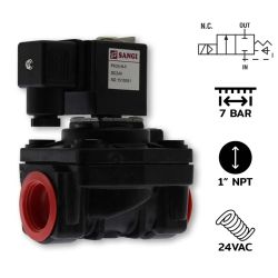 โซลินอยด์วาล์ว Model : PK25(1")-N-4-AC24V / แบบ Diaphragm 2/2 way NC,PA Nylon plastic body,for Water