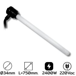 SQ-5242-S ฮีทเตอร์ต้มน้ำ/บ็อบบิ้นแบบควอทซ์ Dia 34x500 mm 2400w 220v 1 Phase