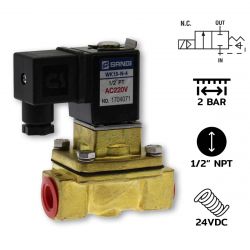 โซลินอยด์วาล์ว Model : WK15(1/2")-N-5-DC24V / แบบ Diaphragm 2/2 way NC,NBR Seal,For Vaccum, Water