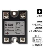SG1-DA075-A1 Single phases Input 4-32VDC Output 24-280VAC กระแส 75A