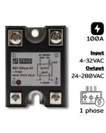 SG1-DA100-A1 Single phases Input 4-32VDC Output 24-280VAC 100A