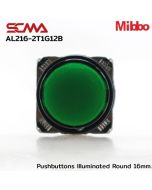 AL216-2T1G12B 12VDC Green Pushbuttons llluminated Round 16mm. Monentary Mibbo