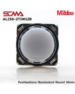 AL216-2T1W12B 12VDC White Pushbuttons llluminated Round 16mm. Monentary Mibbo