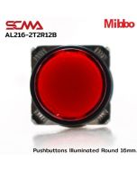 AL216-2T2R12B 12VDC Red Pushbuttons llluminated Round 16mm. Maintained Mibbo