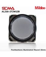 AL216-2T2W12B 12VDC White Pushbuttons llluminated Round 16mm. Maintained Mibbo