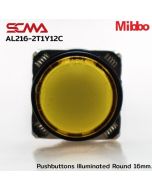 AL216-2T1Y12C 24VDC Yellow Mibbo Pushbuttons llluminated Round 16mm. Monentary