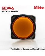AL216-2T1A12C 24VDC Orange Pushbuttons llluminated Round 16mm. Monentary Mibbo