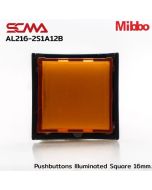 AL216-2S1A12B 12VDC Orange Pushbuttons Illuminated Square 16mm Momentary Mini