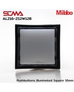 AL216-2S2W12B 12VDC White Pushbuttons Illuminated Square 16mm Maintained Mibbo