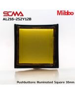 AL216-2S2Y12B 12VDC Yellow Pushbuttons Illuminated Square 16mm Maintained Mibbo