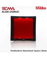 AL216-2S1R12C 24VDC Red Pushbuttons Illuminated Square 16mm Momentary Mini