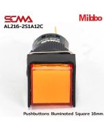 AL216-2S1A12C 24VDC Orange Pushbuttons Illuminated Square 16mm Momentary Mini