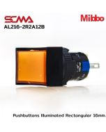 AL216-2R2A12B 12VDC Orange Pushbuttons llluminated Rectangular 16mm. Maintained Mibbo