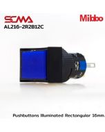 AL216-2R2B12C 24VDC Blue Pushbuttons llluminated Rectangular 16mm. Maintained Mibbo