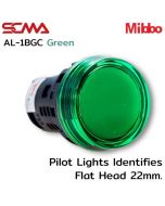 AL-1BGC Pilot Lights Identifies Flat Head 22mm. 24VAC/DC Green