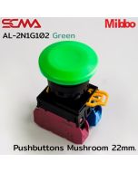 AL-2N1G102 Green Pushbuttons Mushroom 22mm. Monentary Mibbo