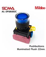 AL-2P1B102C 24VAC/DC Blue Pushbuttons llluminated Flush 22mm. Monentary Mibbo