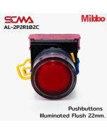 AL-2P2R102C 24VAC/DC Red Pushbuttons llluminated Flush 22mm. Maintained Mibbo
