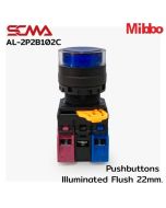 AL-2P2B102C 24VAC/DC Blue Pushbuttons llluminated Flush 22mm. Maintained Mibbo