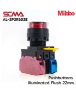 AL-2P2R102E 220VAC/DC Red Pushbuttons llluminated Flush 22mm. Maintained Mibbo