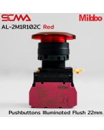 AL-2M1R102C 24VAC/DC Red Pushbuttons lllumin.Mush. 22mm. Monentary Mibbo SCMA