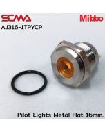 AJ316-1TPYCP Pilot Lights Metal Flat 16mm. 24VDC Yellow