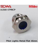 AJ316-1TPBCP Pilot Lights Metal Flat 16mm. 24VDC Blue