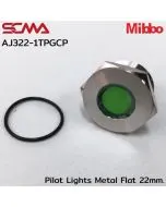 AJ322-1TPGCP Pilot Lights Metal Flat 22mm. 24VDC Green Mibbo