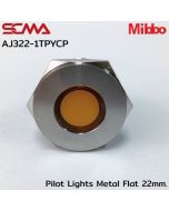 AJ322-1TPYCP Pilot Lights Metal Flat 22mm. 24VDC Yellow Mibbo