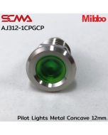 AJ312-1CPGCP Pilot Lights Metal Concave 12mm. 24VDC Green Mibbo