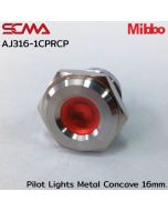 AJ316-1CPRCP Pilot Lights Metal Concave 16mm. 24VDC Red Mibbo