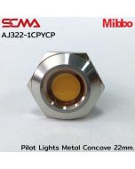 AJ322-1CPYCP Pilot Lights Metal Concave 22mm. 24VDC Yellow Mibbo