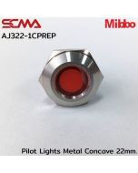 AJ322-1CPREP Pilot Lights Metal Concave 22mm. 220VAC Red