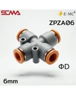 ZPZA06 \ Plastic Fitting \ Four Way / 6mm \ E.MC