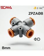 ZPZA08 \ Plastic Fitting \ Four Way / 8mm \ E.MC