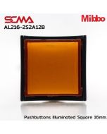 AL216-2S2A12B 12VDC Orange Pushbuttons Illuminated Square 16mm Maintained Mibbo