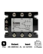 SG3-DA075-A2-2L Three phases Input 12-32VDC Output 48-480VAC 75A