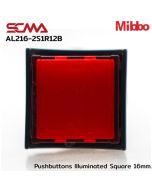 AL216-2S1R12B 12VDC Red Pushbuttons llluminated Square 16mm. Monentary Mibbo