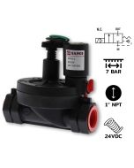 GP25(1")-L-DC24V is latching coil, Diaphragm 2/2 way NC, PVC Seal