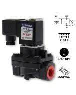 PD20(3/4")-N-4-AC220V / 2/2 way NC, PA Nylon plastic body