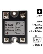 SG1-DA075-A1 Single phases Input 4-32VDC Output 24-280VAC 75A