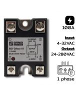 SG1-DA100-A1 Single phases Input 4-32VDC Output 24-280VAC 100A